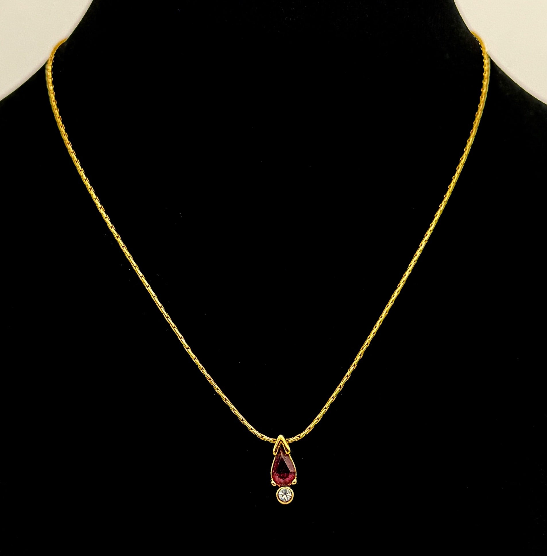 16" evoke gold chain with purple stone pendent