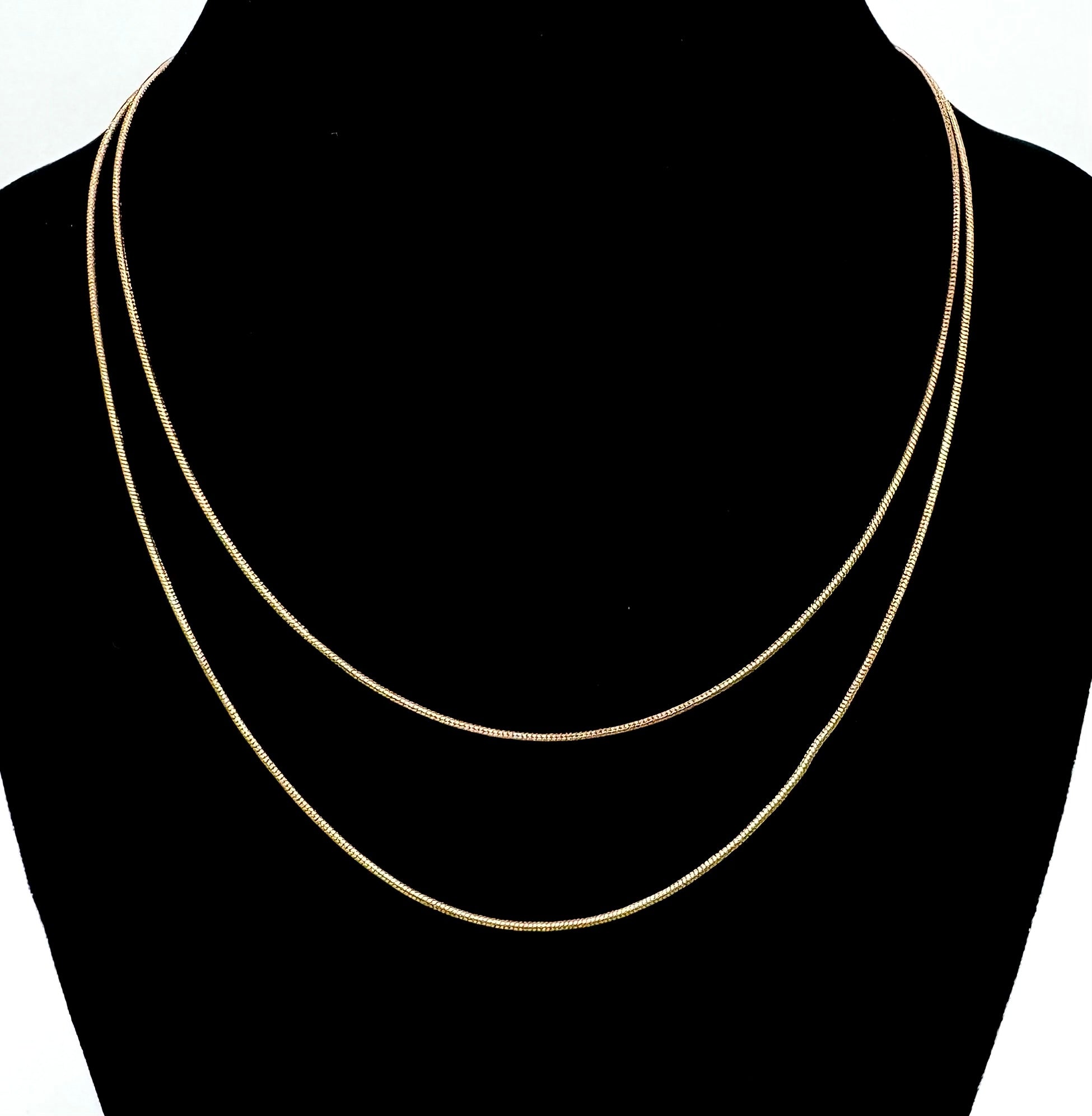 14" gold tone dual strand snake chain