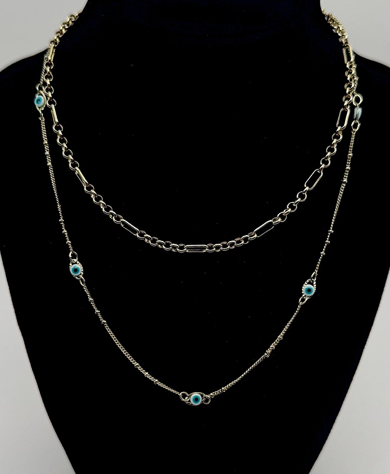 14" gold tone 2 strand eye necklace
