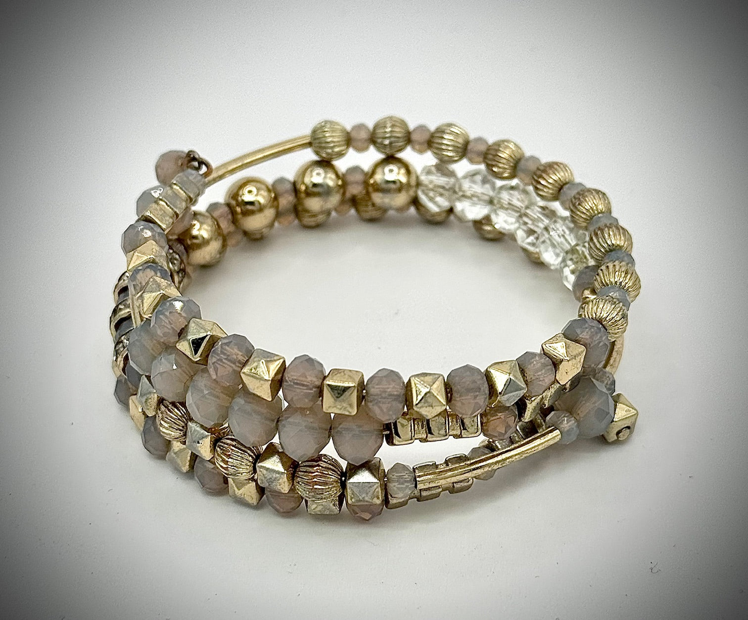 multi layer opal and gold tone bracelet