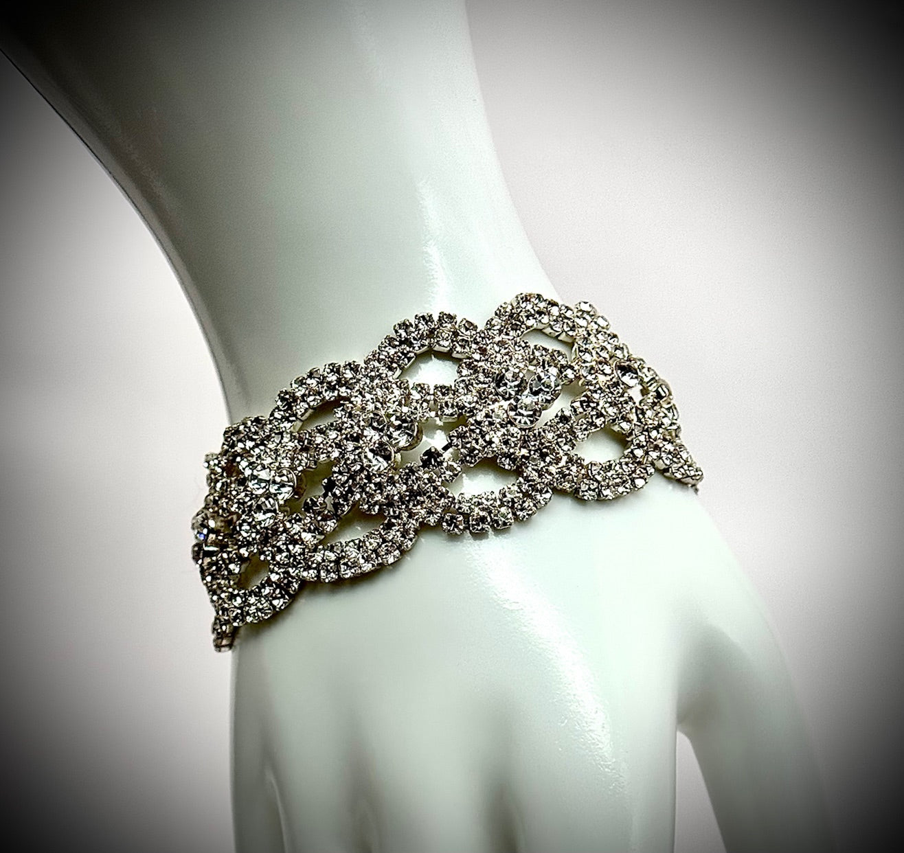 silver tone and rhinestone classic style