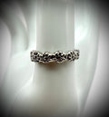 silver tone floral band ring size 8